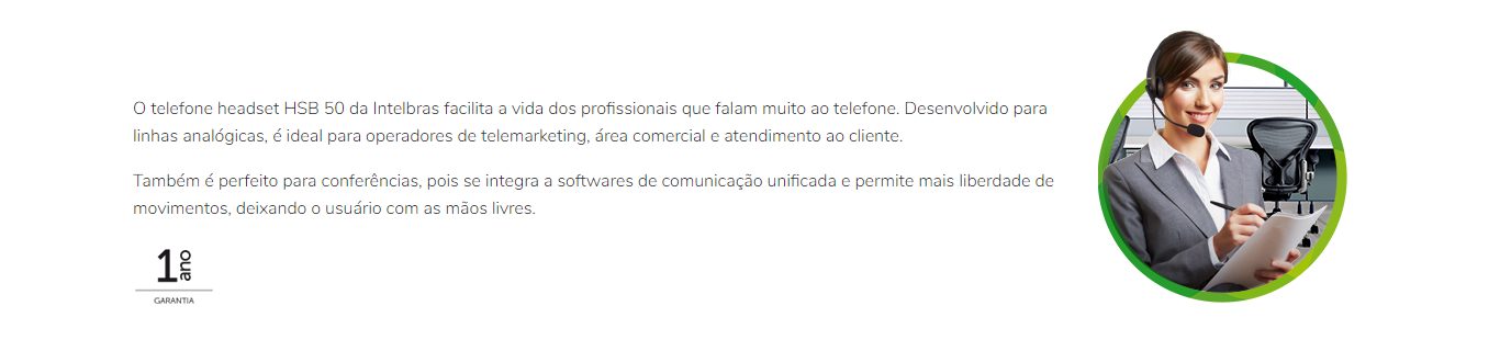Telefone Headset com Base Discadora Intelbras HSB50 Preto